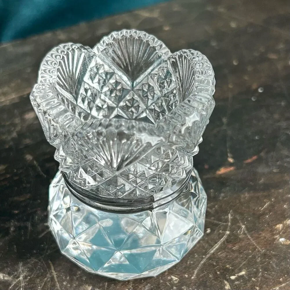 Westmorland Clear Glass Fan & File Toothpick Holder UV Reactive
